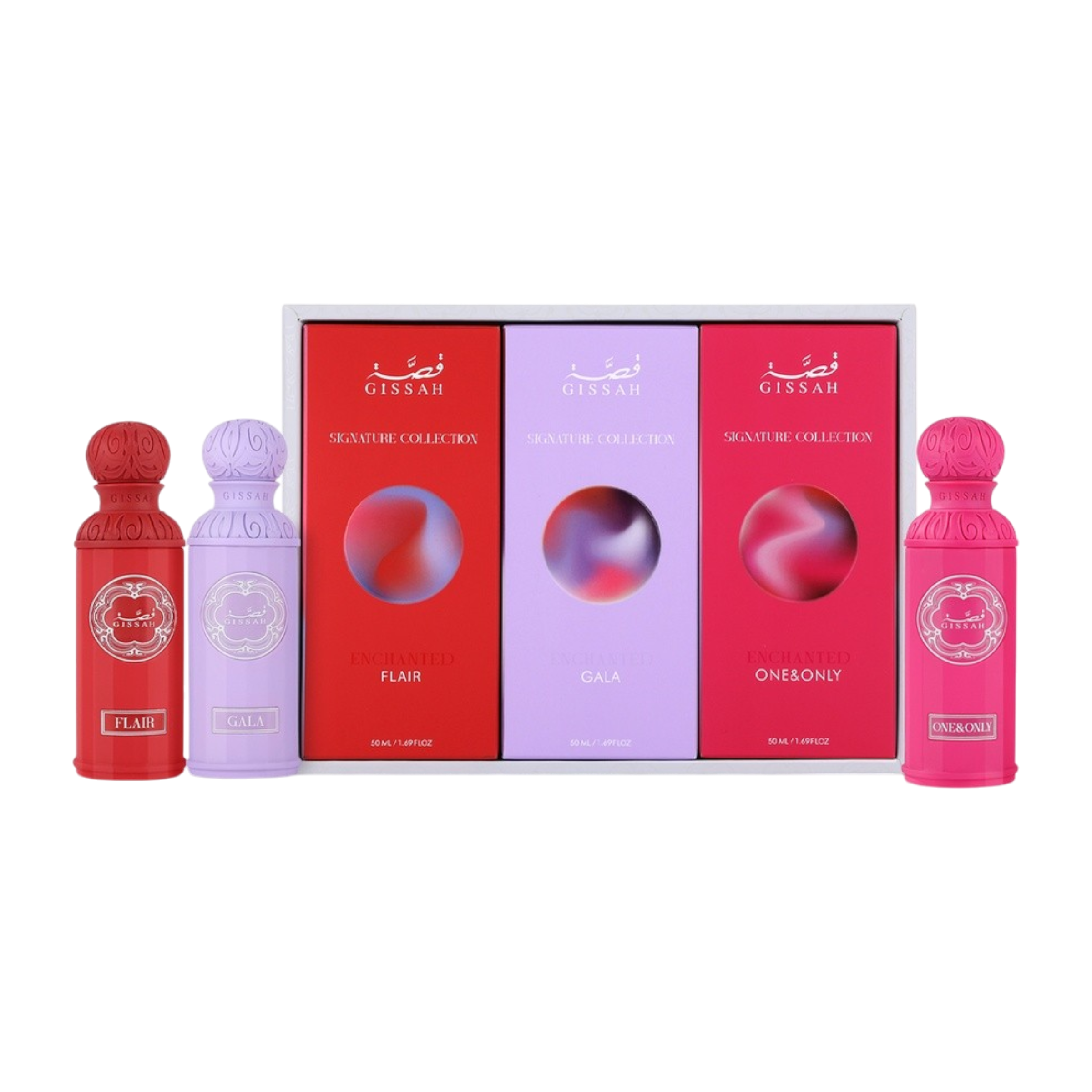 Enchanted Set – Gissah – Feminine Eau de Parfum Collection – 3×50ml + 3 Mini Bags