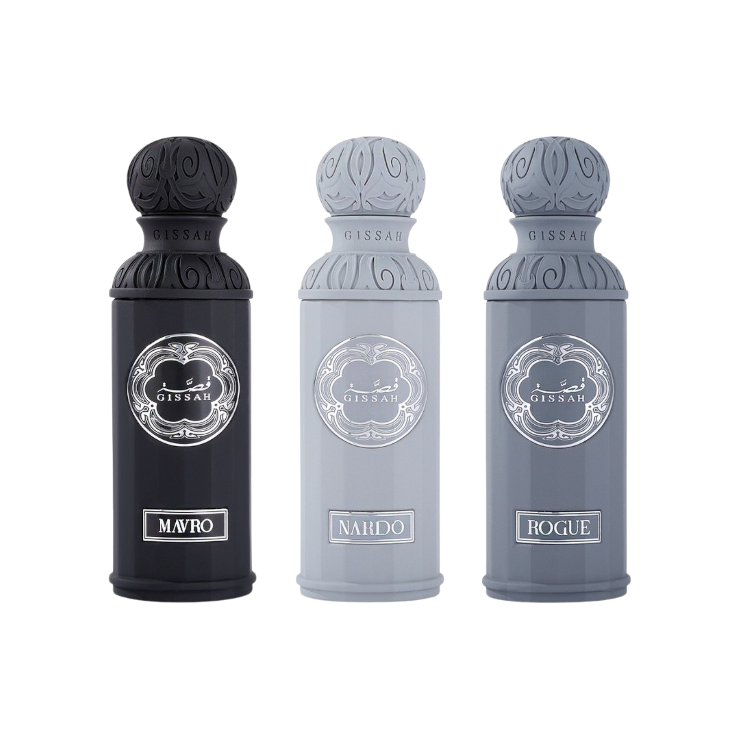 Graphite Set – Gissah – Masculine Eau de Parfum Collection – 3×50ml + 3 Mini Bags